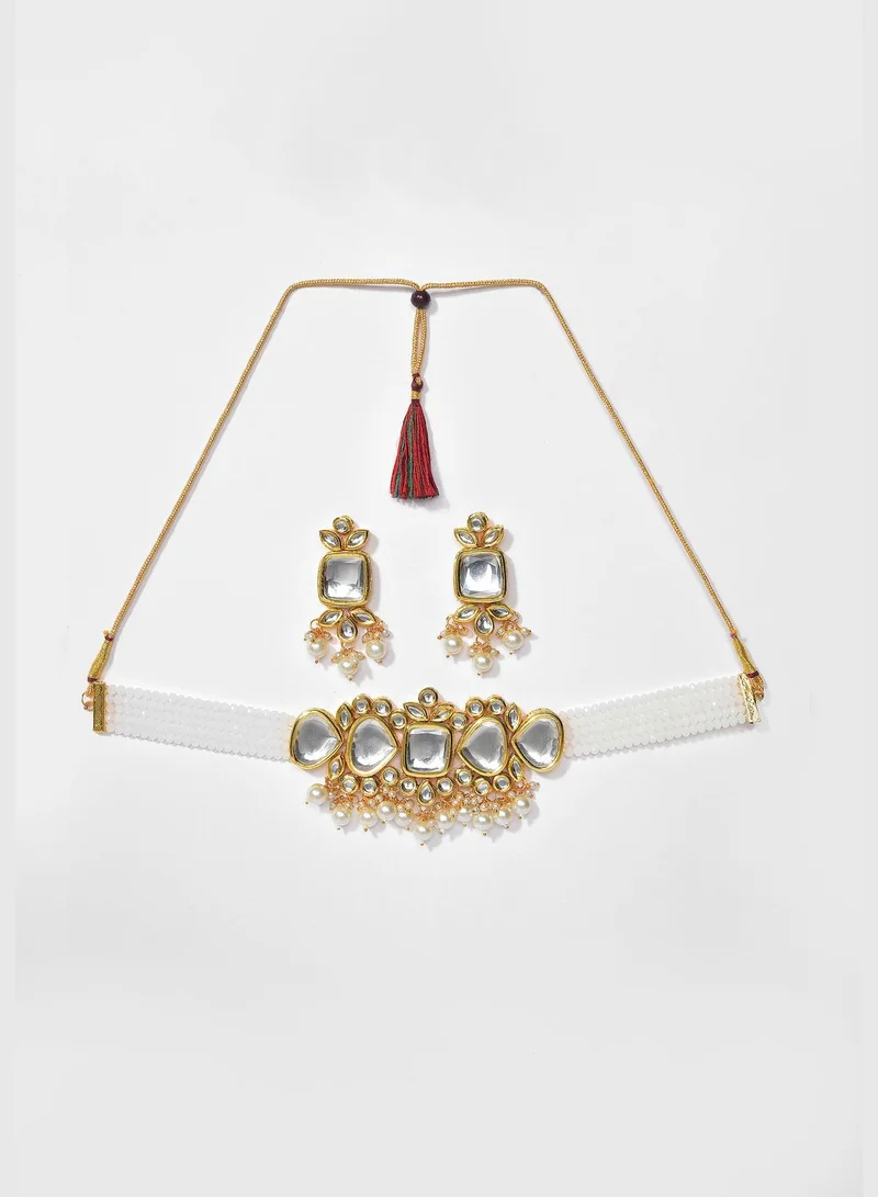 SOHI Kundan Gold Plated Necklace Set