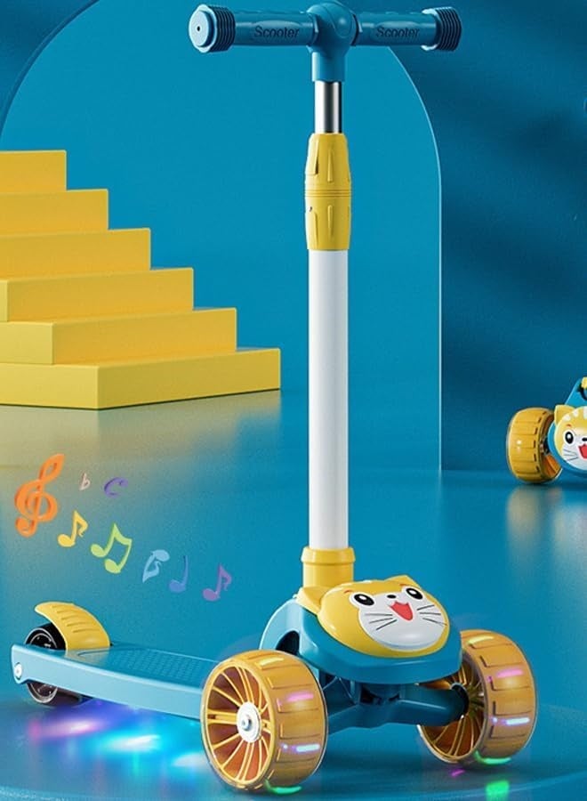 Children's Scooter Ride Led Light Flashing Wheel Adjustable Height Foldable Scooter Outdoor Activities For Boys Girls  - Image 2