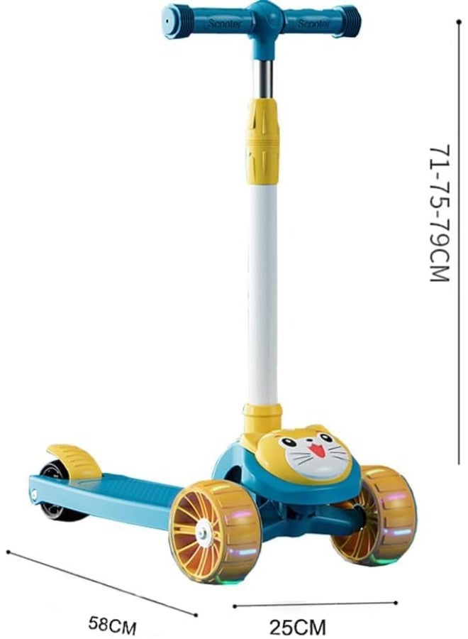 Children's Scooter Ride Led Light Flashing Wheel Adjustable Height Foldable Scooter Outdoor Activities For Boys Girls  - Image 3
