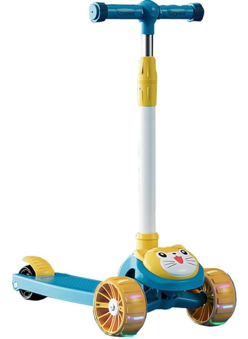 Children's Scooter Ride Led Light Flashing Wheel Adjustable Height Foldable Scooter Outdoor Activities For Boys Girls  - Image 1