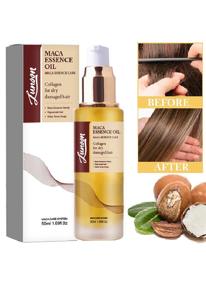 LUNOON Collagen Hair Treatment - Deep Repair Argan Oil Hair Serum for Dry Damaged Hair 50ml - All Hair Types - Image 1