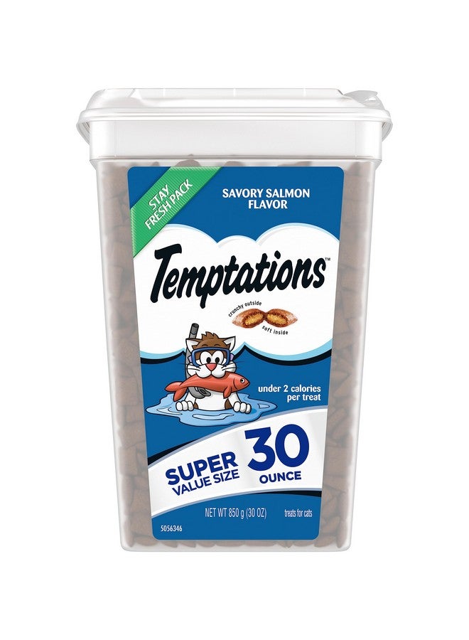 Temptations Classic Crunchy and Soft Cat Treats Savory Salmon Flavor, 30 oz. Tub - Image 1