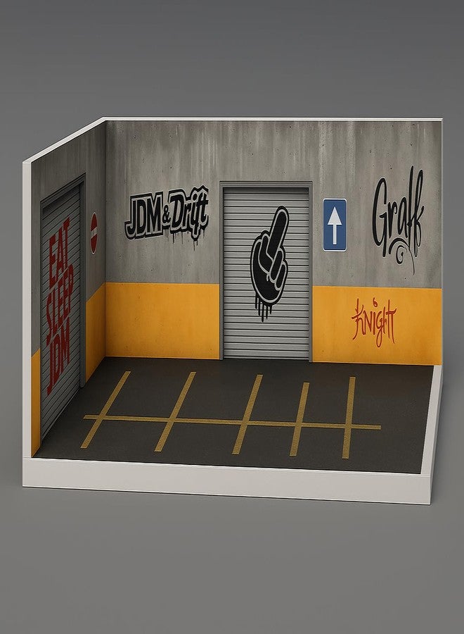 Art Monk JDM+Drift Limited Edition Diorama Stack - Scale Display Garage for Diecast Cars | Japanese Drift Culture Scene with Parking Lines & Wall Art | Collector's Display Box.(wihout Cars) - Image 3