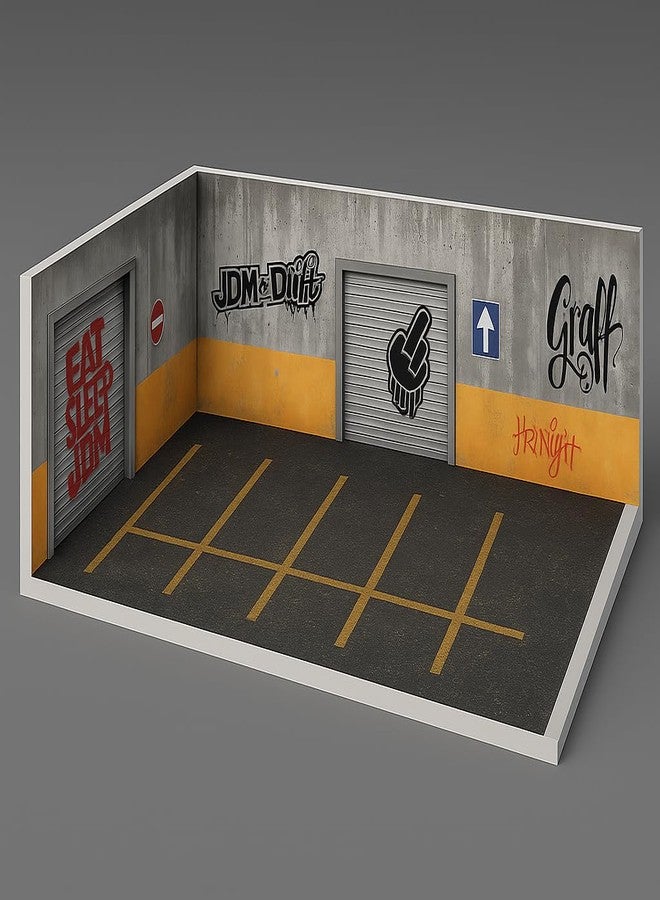 Art Monk JDM+Drift Limited Edition Diorama Stack - Scale Display Garage for Diecast Cars | Japanese Drift Culture Scene with Parking Lines & Wall Art | Collector's Display Box.(wihout Cars) - Image 2