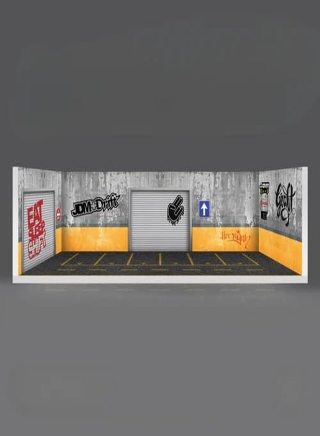 Art Monk JDM+Drift Limited Edition Diorama Stack - Scale Display Garage for Diecast Cars | Japanese Drift Culture Scene with Parking Lines & Wall Art | Collector's Display Box.(wihout Cars) - Image 1