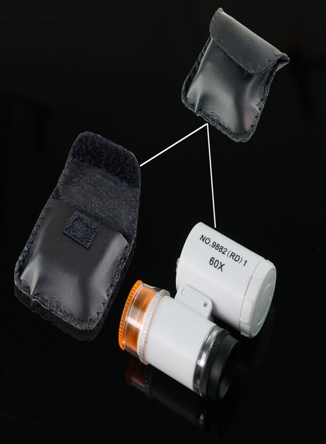 Generic 9882(RD) Mini Portable Pocket Microscope with Money Detection LED Light 60 Times Jewelry Cultural Relics Identification 9882 (RD) 2 black - Image 3