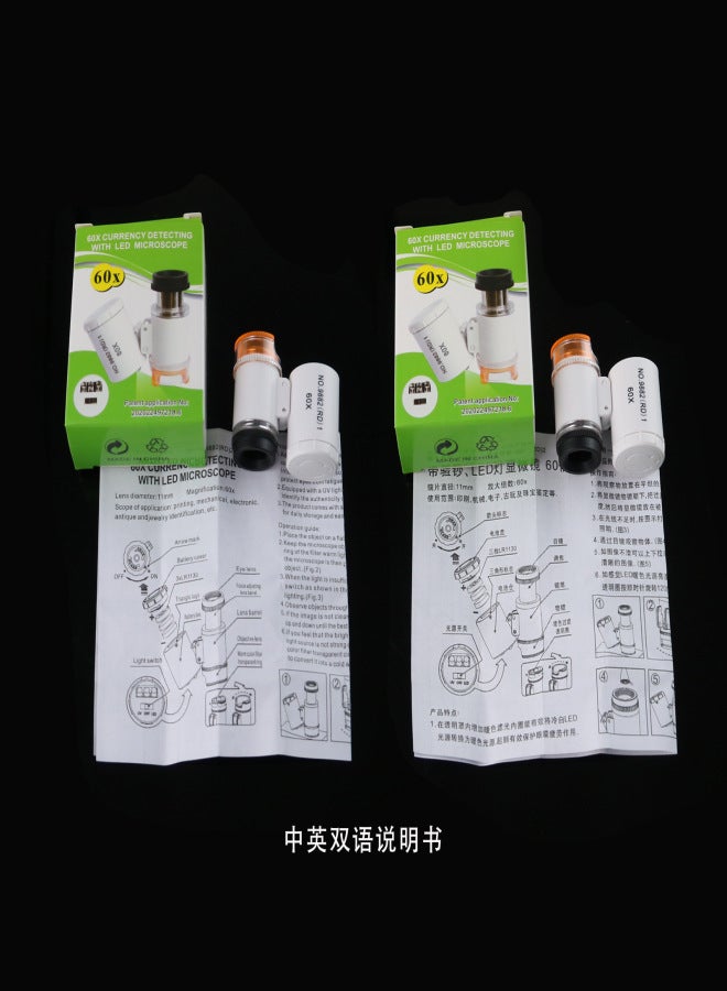 Generic 9882(RD) Mini Portable Pocket Microscope with Money Detection LED Light 60 Times Jewelry Cultural Relics Identification 9882 (RD) 2 black - Image 5