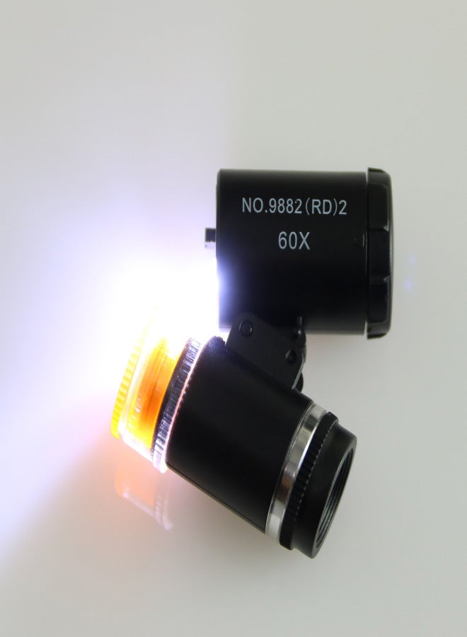 Generic 9882(RD) Mini Portable Pocket Microscope with Money Detection LED Light 60 Times Jewelry Cultural Relics Identification 9882 (RD) 2 black - Image 4