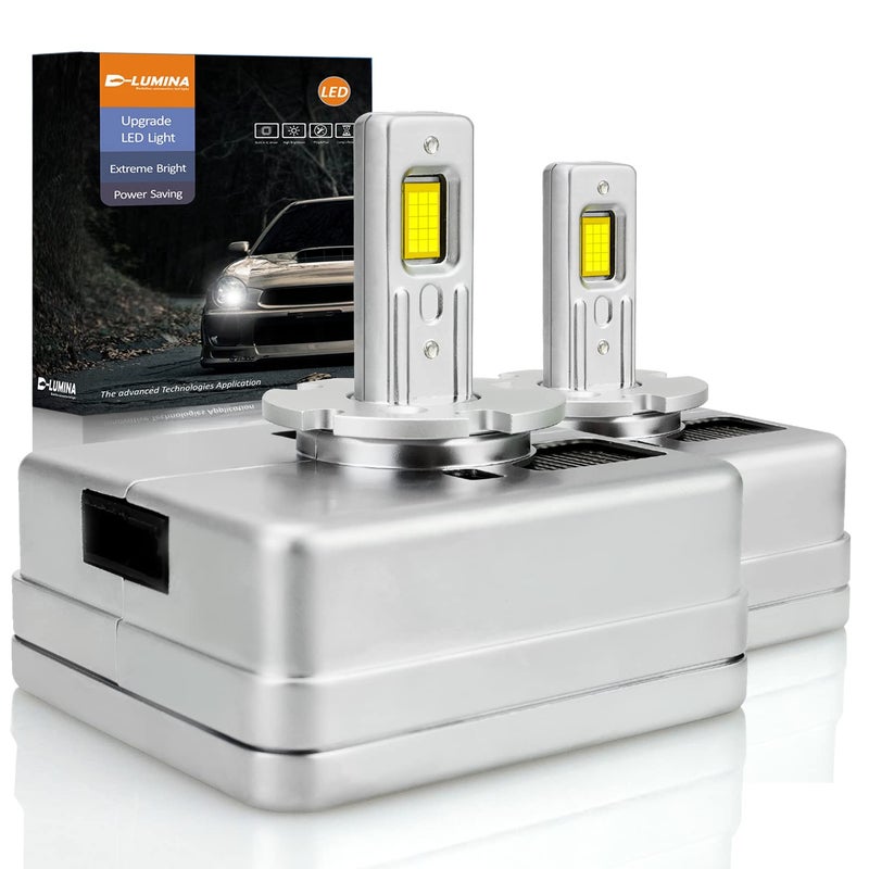 D-Lumina D-Lumina D5S D5R D5C LED Headlight Bulb, 90W 18000LM 6500K Xenon Bright White, Xenon HID Lights Conversion Kit, Plug and Play to Original HID Balat, Pack of 2  - Image 1