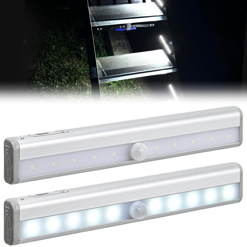 Nilight RV Step Lights 2PCS Motion Sensor Activated LED Bar RV Exterior Lights Battery Operated Wireless Magnetic Stick Strip Lighting for Motorhome Travel Trailers Camper Under Cabinet Step Tent - Image 2