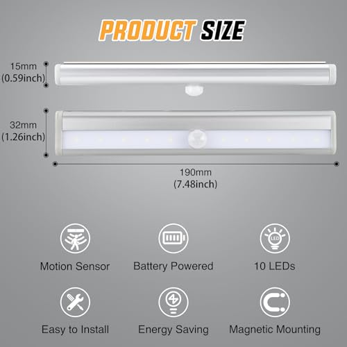 Nilight RV Step Lights 2PCS Motion Sensor Activated LED Bar RV Exterior Lights Battery Operated Wireless Magnetic Stick Strip Lighting for Motorhome Travel Trailers Camper Under Cabinet Step Tent - Image 3