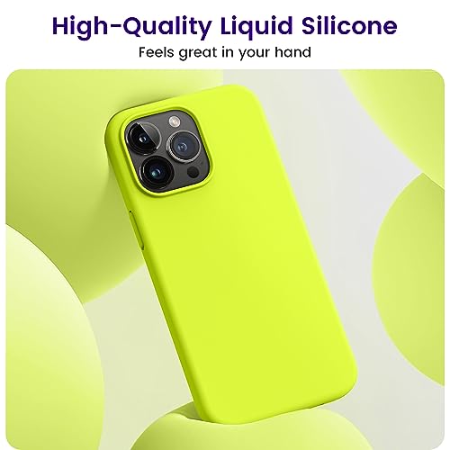OTOFLY Compatible with iPhone 15 Pro Max CaseSilky and Soft Touch Series Premium Soft Liquid Silicone Rubber FullBody Protective Bumper Case for iPhone 15 Pro Max Fluorescent Green - Image 3
