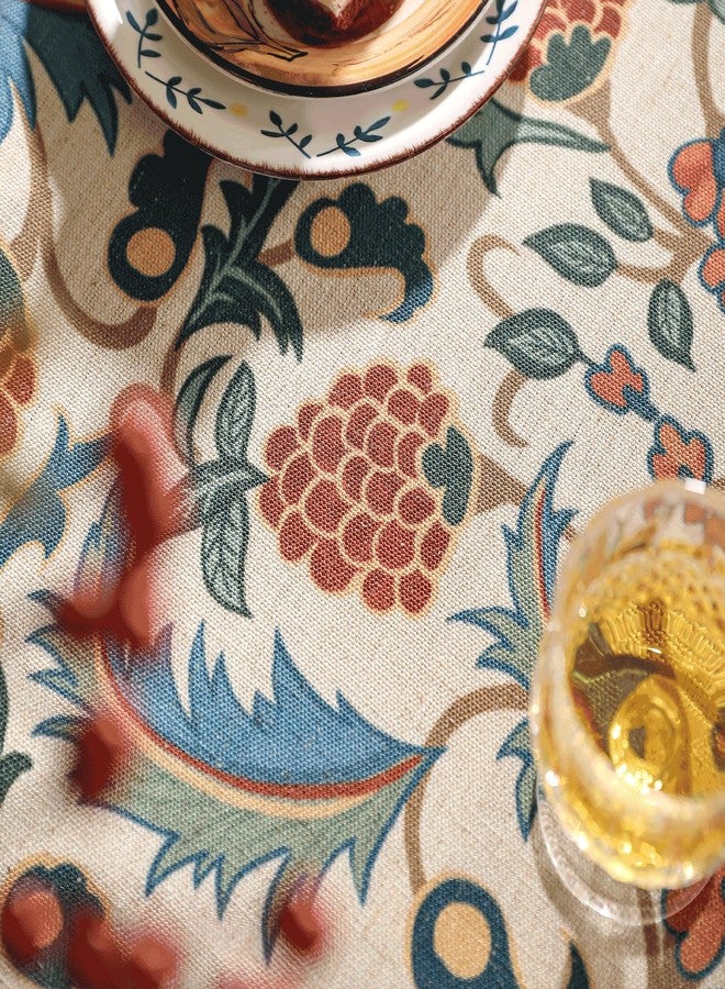 patdrea Designer Vintage Linen Tablecloth for Rectangle Table,French Soft Durable Floral Tablecloths,Colorful Table Cover for Kitchen Dining,Parties,Christmas,Thanksgiving,Party,55"x79"-Puno - Image 3