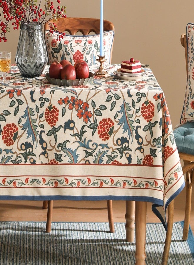 patdrea Designer Vintage Linen Tablecloth for Rectangle Table,French Soft Durable Floral Tablecloths,Colorful Table Cover for Kitchen Dining,Parties,Christmas,Thanksgiving,Party,55"x79"-Puno - Image 2