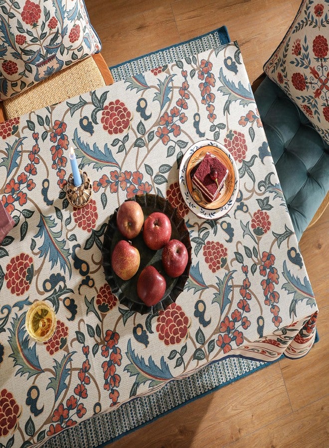 patdrea Designer Vintage Linen Tablecloth for Rectangle Table,French Soft Durable Floral Tablecloths,Colorful Table Cover for Kitchen Dining,Parties,Christmas,Thanksgiving,Party,55"x79"-Puno - Image 4