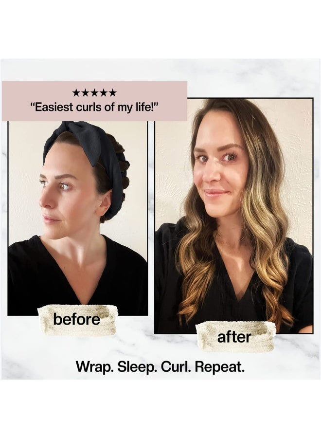 YelaJoy No Heat Curling Headband, Women Heatless Curling Curlers Rod Headband for Long Hair, for Long Hair Velour Curling Ribbon with Hair Clips, Soft Sleep Overnight Curlers for Women Girls (Black) - Image 5