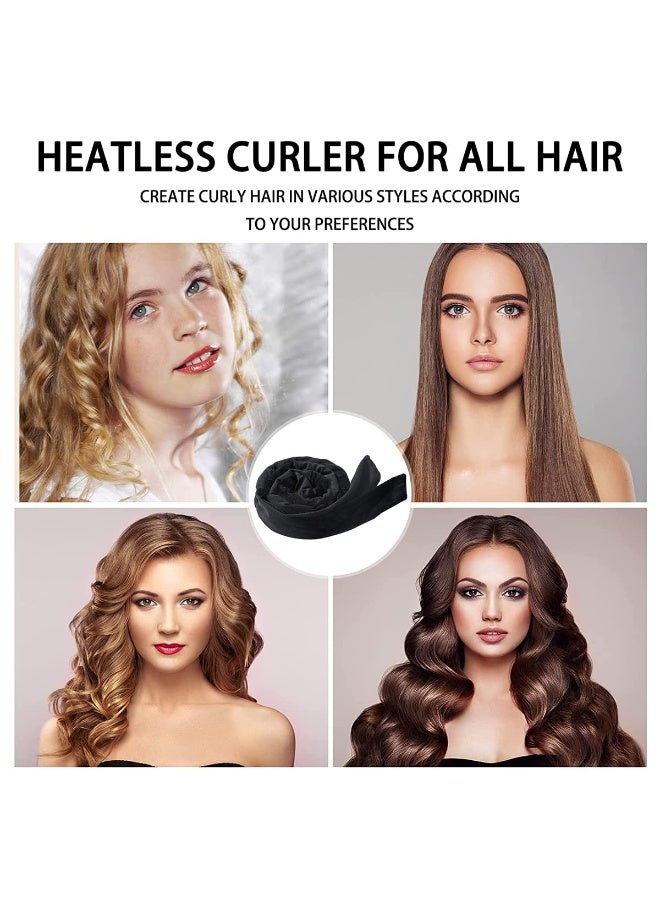 YelaJoy No Heat Curling Headband, Women Heatless Curling Curlers Rod Headband for Long Hair, for Long Hair Velour Curling Ribbon with Hair Clips, Soft Sleep Overnight Curlers for Women Girls (Black) - Image 4