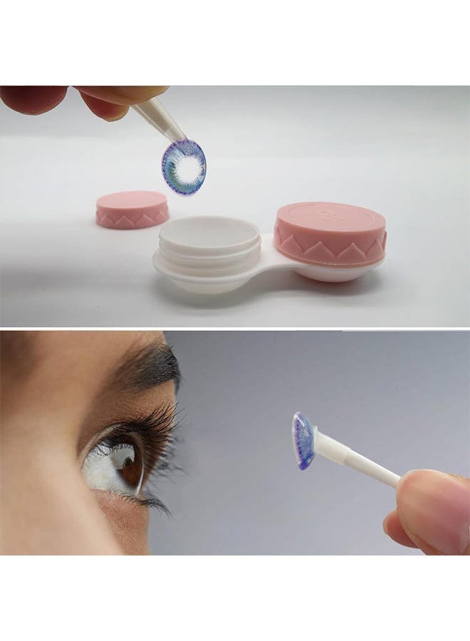 Contact Lens Case with Cleaner Washer, Travel Size Cute Colored Contact Lenses Applicator Removal Tool Kit with Mirror Solution Bottle for Daily Outdoor (Pink) - Image 4