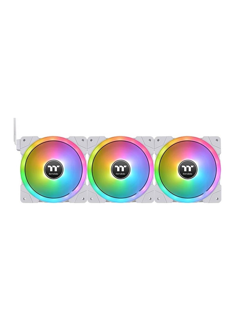 Thermaltake Swafan EX14 RGB PC Cooling Fan TT Premium Edition, 500~2000 RPM, 81.6 CFM Standard Airflow, Hydraulic Bearing, USB 2.0 connectors (9 Pin), Pack of 3,  CL-F162-PL14SW-A White - Image 1
