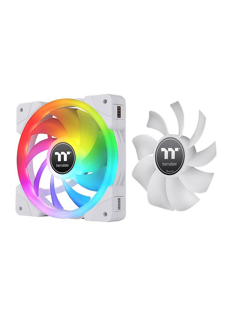 Thermaltake Swafan EX14 RGB PC Cooling Fan TT Premium Edition, 500~2000 RPM, 81.6 CFM Standard Airflow, Hydraulic Bearing, USB 2.0 connectors (9 Pin), Pack of 3,  CL-F162-PL14SW-A White - Image 3