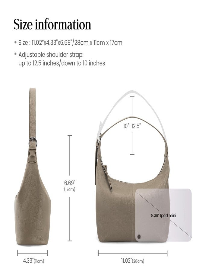 befen Genuine Leather Slouchy Hobo Purses for Women, Ultra Lightweight Shoulder Purse, Real Top Grain Leathe Handbags Women's Taupe Shoulder Bag Satchel for Shopping, Travel Casual - Image 5