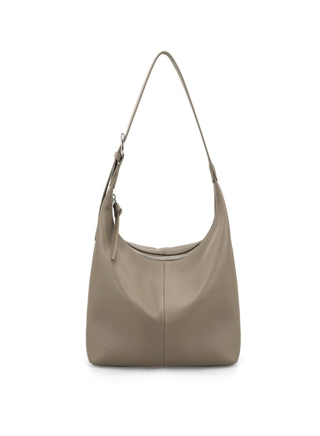 befen Genuine Leather Slouchy Hobo Purses for Women, Ultra Lightweight Shoulder Purse, Real Top Grain Leathe Handbags Women's Taupe Shoulder Bag Satchel for Shopping, Travel Casual - Image 1