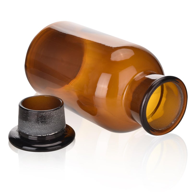 Kestun Lab Glass Reagent Bottle,Wide Mouth Glass Storage Bottle with Ground Stopper,Decorative Bottles/Vase (Amber, 1000ML) - Image 4