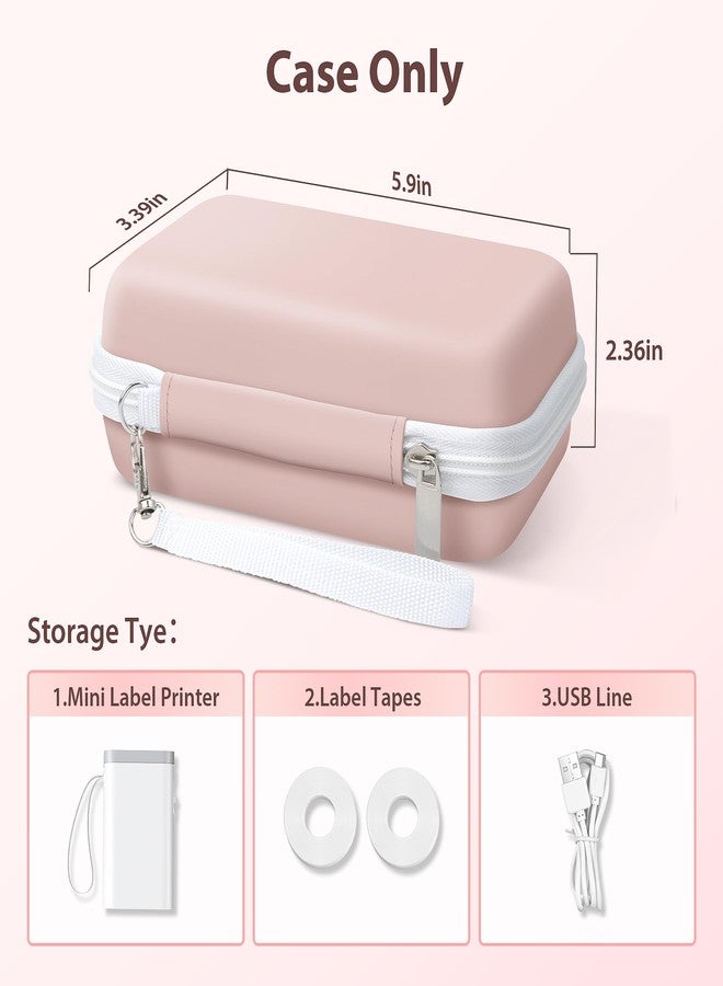 TYPONOS Labels Printer Case Compatible P21 Label Maker, Compatible with Most Mini Label Printers, Carrying Bag Storage Holder for Label Makers Printer & Labeling Tapes(Case Only), Pink - Image 2