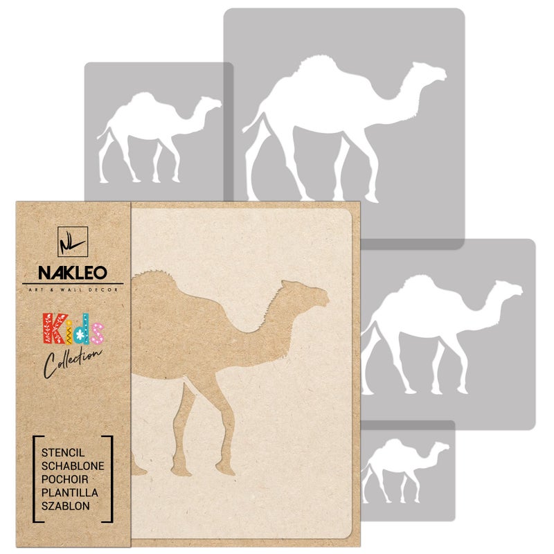 NAKLEO Painting Stencils Set for Kids, 5 Pcs Templates 3.5" to 13.4" Dromedary Camel Animal, Plastic and Reusable Drawing Stencils, Children Room Decor, Craft DIY Wall Furniture - Image 5
