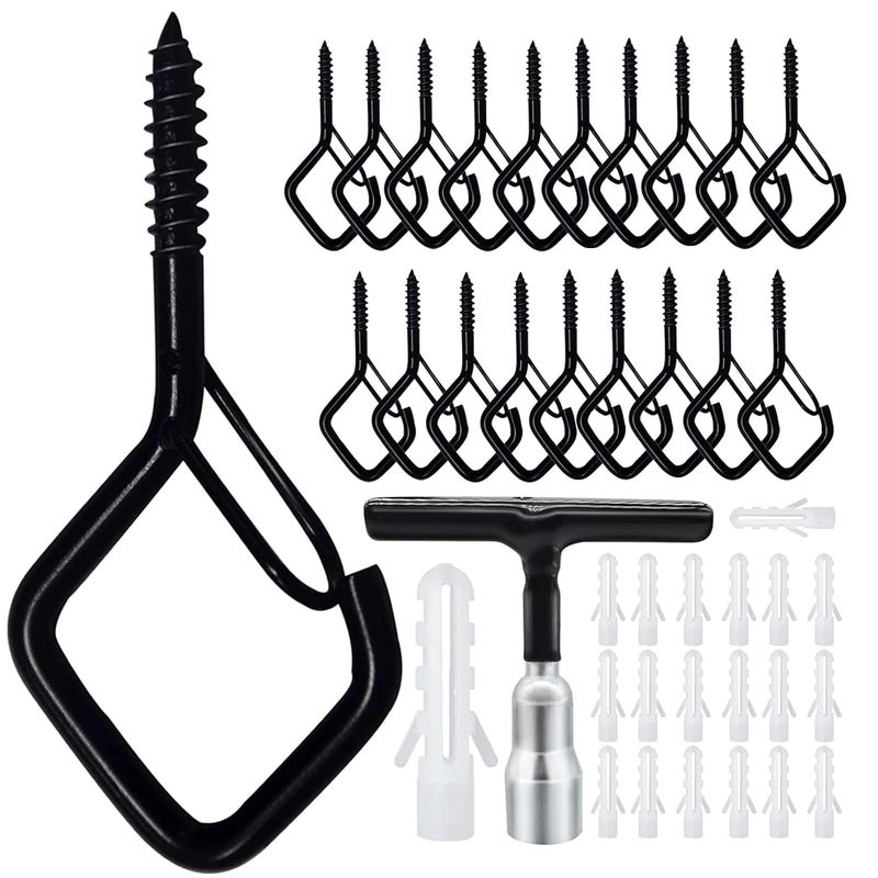 MTRoyaldia 20 Pieces QHanger Hooks for String LightsCeiling Hooks for Hanging PlantsScrew Hooks for Wind Chimes Bird FeederLanternsChristmas Decorations Outdoor String Lights Hooks - Image 1