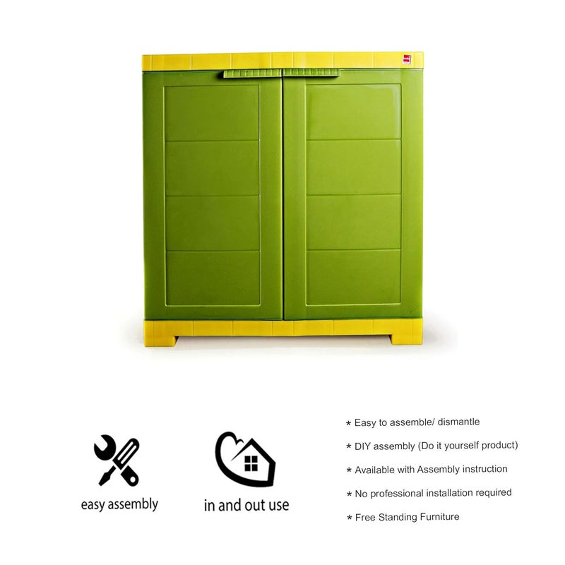 Cello Cello Novelty Compact Plastic Shoe Rack Green Yellow Shoe Storage Strong and Durable Space Organizer 2 doors Shoe Rack for Living Room Home Office 3 Years Warranty Manufacturing defect - Image 5