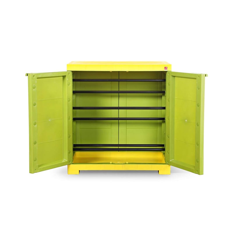 Cello Cello Novelty Compact Plastic Shoe Rack Green Yellow Shoe Storage Strong and Durable Space Organizer 2 doors Shoe Rack for Living Room Home Office 3 Years Warranty Manufacturing defect - Image 4