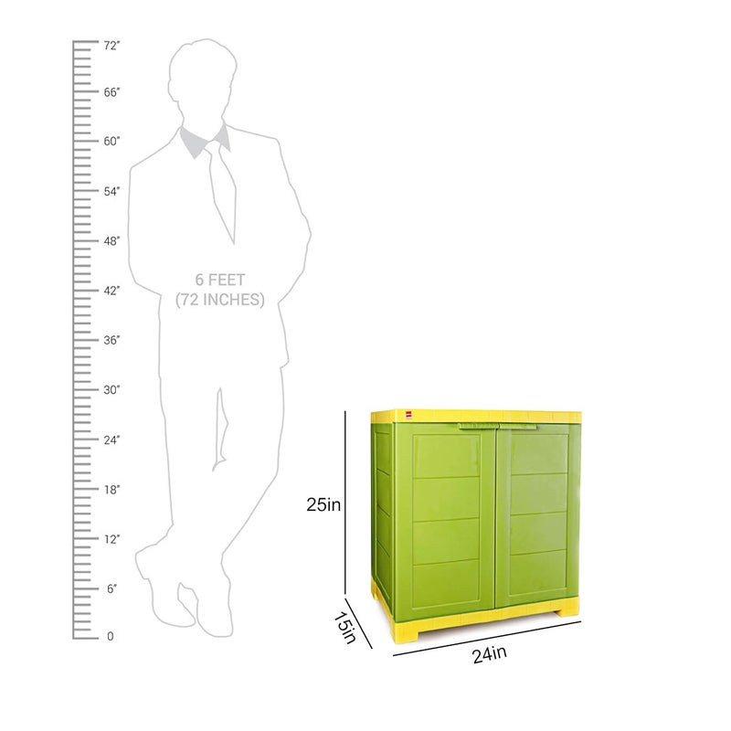 Cello Cello Novelty Compact Plastic Shoe Rack Green Yellow Shoe Storage Strong and Durable Space Organizer 2 doors Shoe Rack for Living Room Home Office 3 Years Warranty Manufacturing defect - Image 2