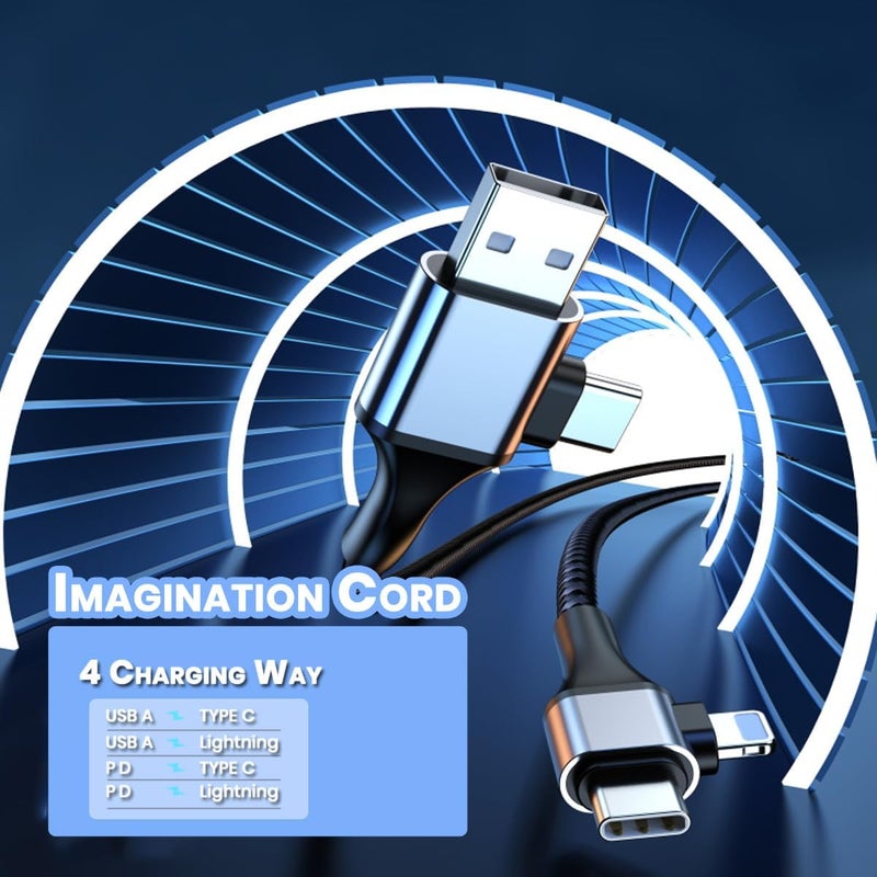 كاست ويف كابل USB-C، كابل USB عالمي 4 في 1، سلك شاحن سفر بطول 6 أقدام، سلك شحن سريع PD من نوع C إلى C ذكر إلى ذكر، مع نقل بيانات بسرعة 480 ميجابت في الثانية، كابل شحن عالمي للهاتف والكمبيوتر - Image 5