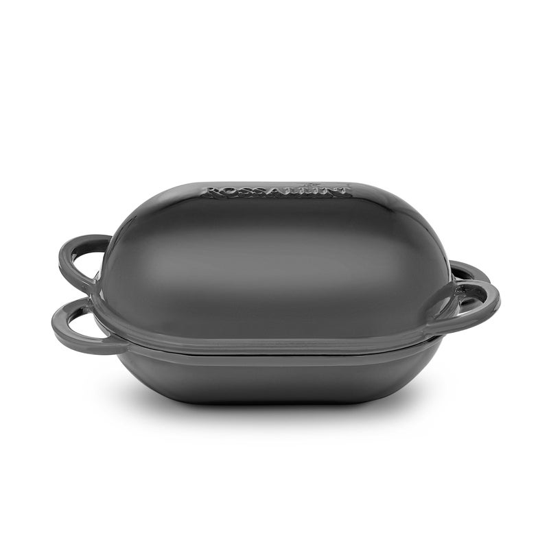 ROSSALLINI Signature Enameled Cast Iron Sourdough Bread Oven | Non-Stick with Tight Fitting Lid for Perfect Baking and Bread Making | 2QT Oval Oven With Lid [Oyster Grey] - Image 3