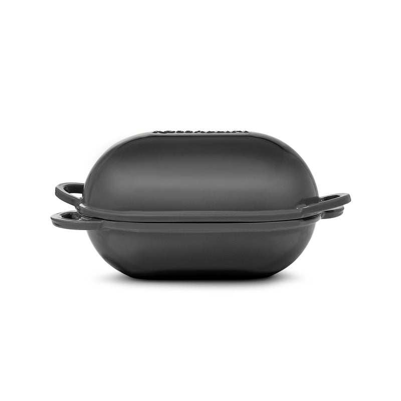 ROSSALLINI Signature Enameled Cast Iron Sourdough Bread Oven | Non-Stick with Tight Fitting Lid for Perfect Baking and Bread Making | 2QT Oval Oven With Lid [Oyster Grey] - Image 2