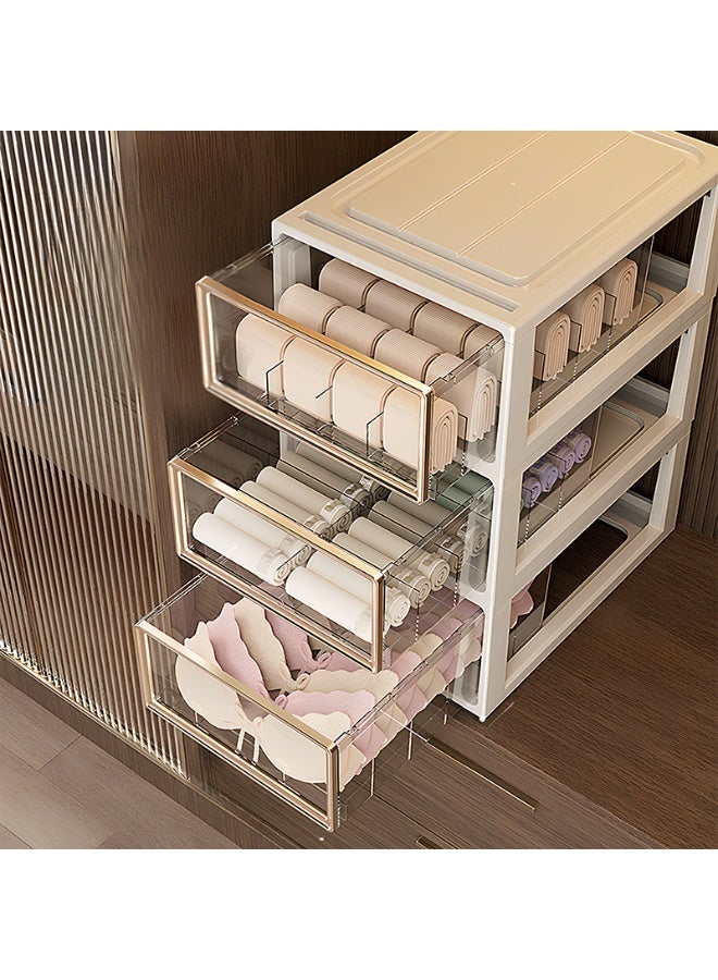 Noon East 3 Pack Stackable Plastic Closet Storage Box, Wardrobe Cupboard Space-Saving Clothes Storage Hat Organizer, 37 x 26.4 x 49.2 cm, White - Image 1