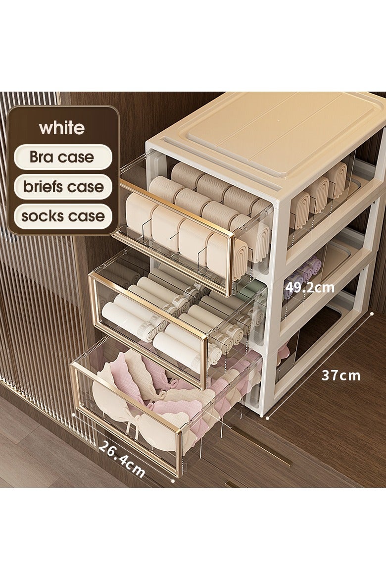 Noon East 3 Pack Stackable Plastic Closet Storage Box, Wardrobe Cupboard Space-Saving Clothes Storage Hat Organizer, 37 x 26.4 x 49.2 cm, White - Image 2