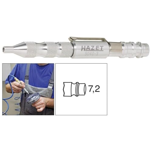 HAZET blow-off pin 9040-3 I Air tool with 0.12 inches nozzle and 12.68 gallons/min, integrated coupling plug 7.2mm/0.28 inches, 174 psi inlet pressure, with practical attachment clip - Image 4