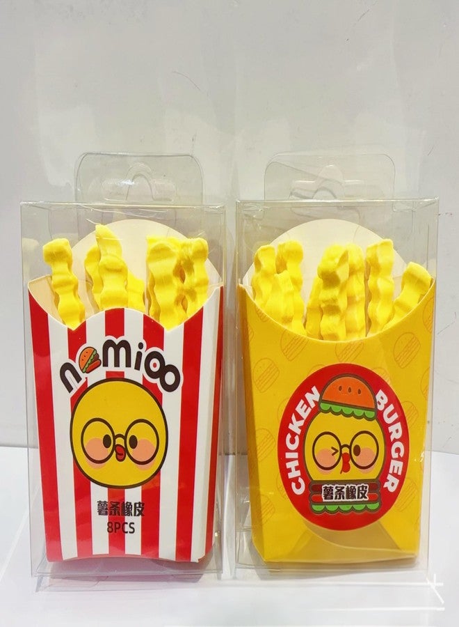 QFSH 2Box French Fries Chips Eraser Pencil Erasers Cute Fun Novelty Food Erasers for Student Prizes Classroom School Supplies - Image 3