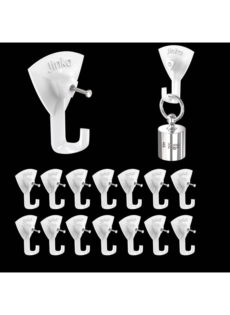 JINKA Jinka Hooks 15 Pieces Wall hooks for hanging Keys Clothes Utensils Bags and Planters Holds upto 5kgs Wall Hooks for hanging strong 15 Pieces Packet  - Image 1