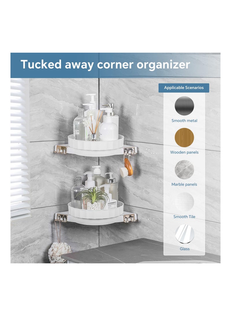 Zikra Suntown 2 Pack Corner Shower Caddy 360° Rotating Bathroom Organizer and Storage Shelves, No Drilling Lazy Susan Turntable Organizerfor for Bathroom, Vanity, Dorm and Kitchen White - Image 5