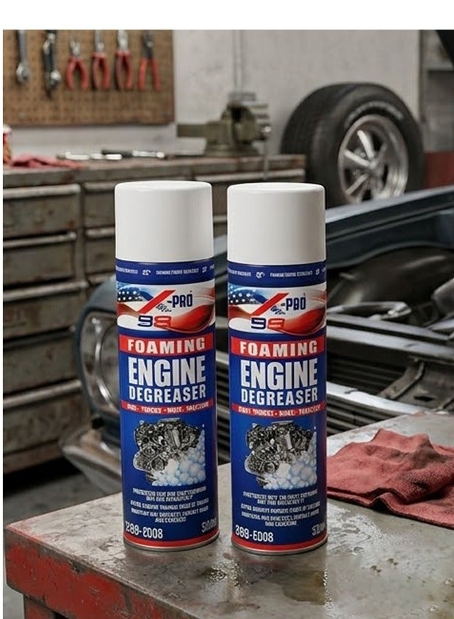 X99-PRO X99-ED08 Foaming Engine Degreaser Spray 500ml (2 PCS) Heavy Duty Engine Cleaner Foam for Cars Trucks Vans Tractors Motorcycles Grease Oil Grime Remover Fast Acting Engine Bay Cleaner Metal Parts Maintenance Formula Care - Image 1