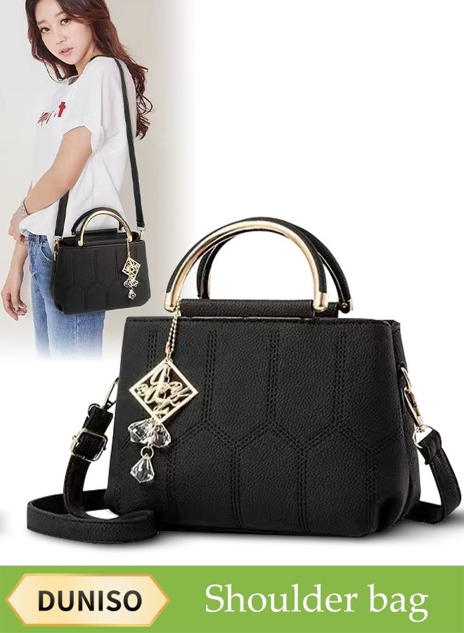 DUNISO Women's Handbag，Portable Large Capacity Shoulder Bag，PU Leather Tote Messenger Bag，Crossbody Bag with Top Handle，Equipped with Adjustable Shoulder Straps，Durable and Sturdy，Suitable for Shopping, Traveling, and Dating - Image 1