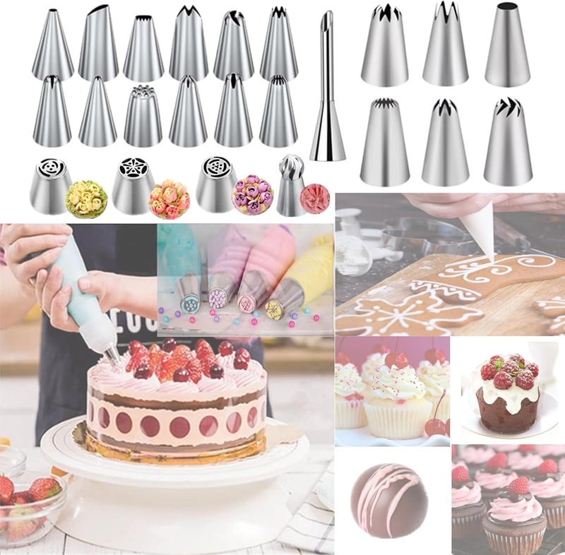 AKHMLEF Cake Decorating Kit,Piping Bags and Tips Set,Cake Decorating Supplies,Frosting Piping Kit,Cake Baking Supplies for Beginners (66PCS) - Image 5