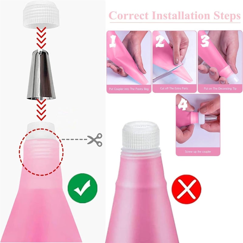 AKHMLEF Cake Decorating Kit,Piping Bags and Tips Set,Cake Decorating Supplies,Frosting Piping Kit,Cake Baking Supplies for Beginners (66PCS) - Image 3