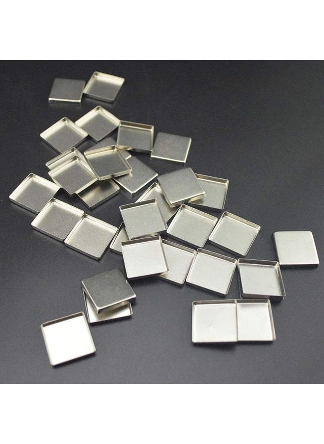 lasenersm 30 Pieces Empty Square Metal Tin Palette Pans Empty Square Metal Pans Cosmetic Eyeshadow Pans for Eyeshadow Palette Magnetic Makeup Palette, 26mm Wide 3.5mm Height  - Image 3