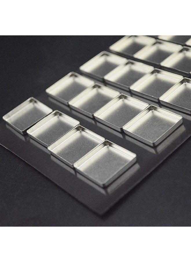 lasenersm 30 Pieces Empty Square Metal Tin Palette Pans Empty Square Metal Pans Cosmetic Eyeshadow Pans for Eyeshadow Palette Magnetic Makeup Palette, 26mm Wide 3.5mm Height  - Image 4