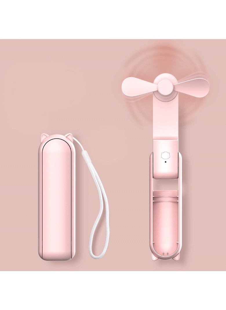 Goolsky 1pc Handheld Mini Fan,  USB Rechargeable Small Pocket Fan with Power Bank, Flashlight, Portable Fan for Travel/Summer/Concerts/Lash, Gifts for Women(Pink)  - Image 1