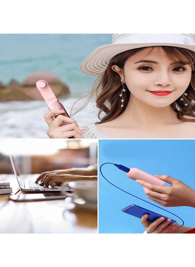 Goolsky 1pc Handheld Mini Fan,  USB Rechargeable Small Pocket Fan with Power Bank, Flashlight, Portable Fan for Travel/Summer/Concerts/Lash, Gifts for Women(Pink)  - Image 3